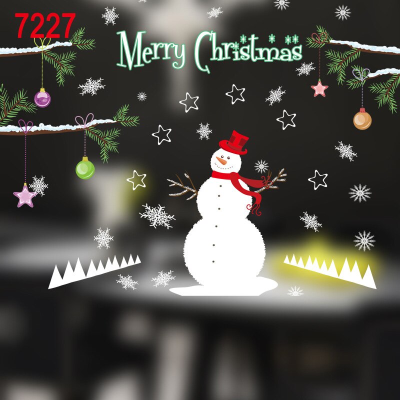 Christmas Window Stickers Santa Claus Removable PVC Christmas Tree DIY Wall Window Door Mural PAK55: 7227