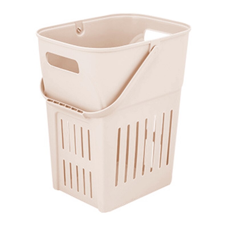 Plastic Laundry Storage Basket Portable Household Laundry Basket Clothes Toy Laundry Storage Basket Container: Khaki