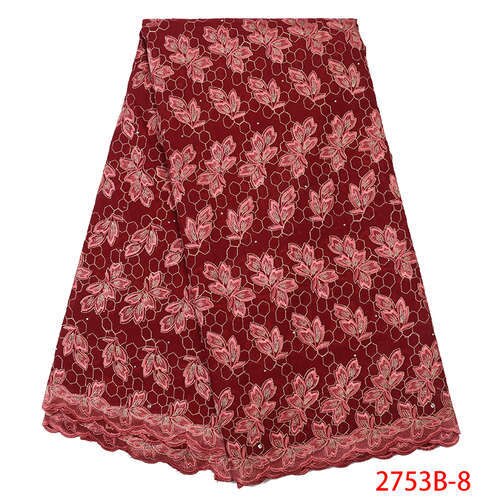 African Dry Lace Fabric Swiss Voile Lace In Switzerland Nigerian Cotton Lace Fabric with Stones KS2753B-4: Picture 8