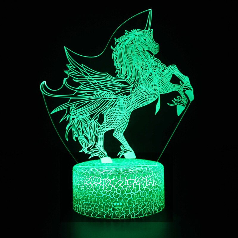 Eenhoorn Serie Kleurrijke Creatieve Diermodel Paard 3D Licht Led Klein Nachtlampje Tafellamp Visuele Licht: 6
