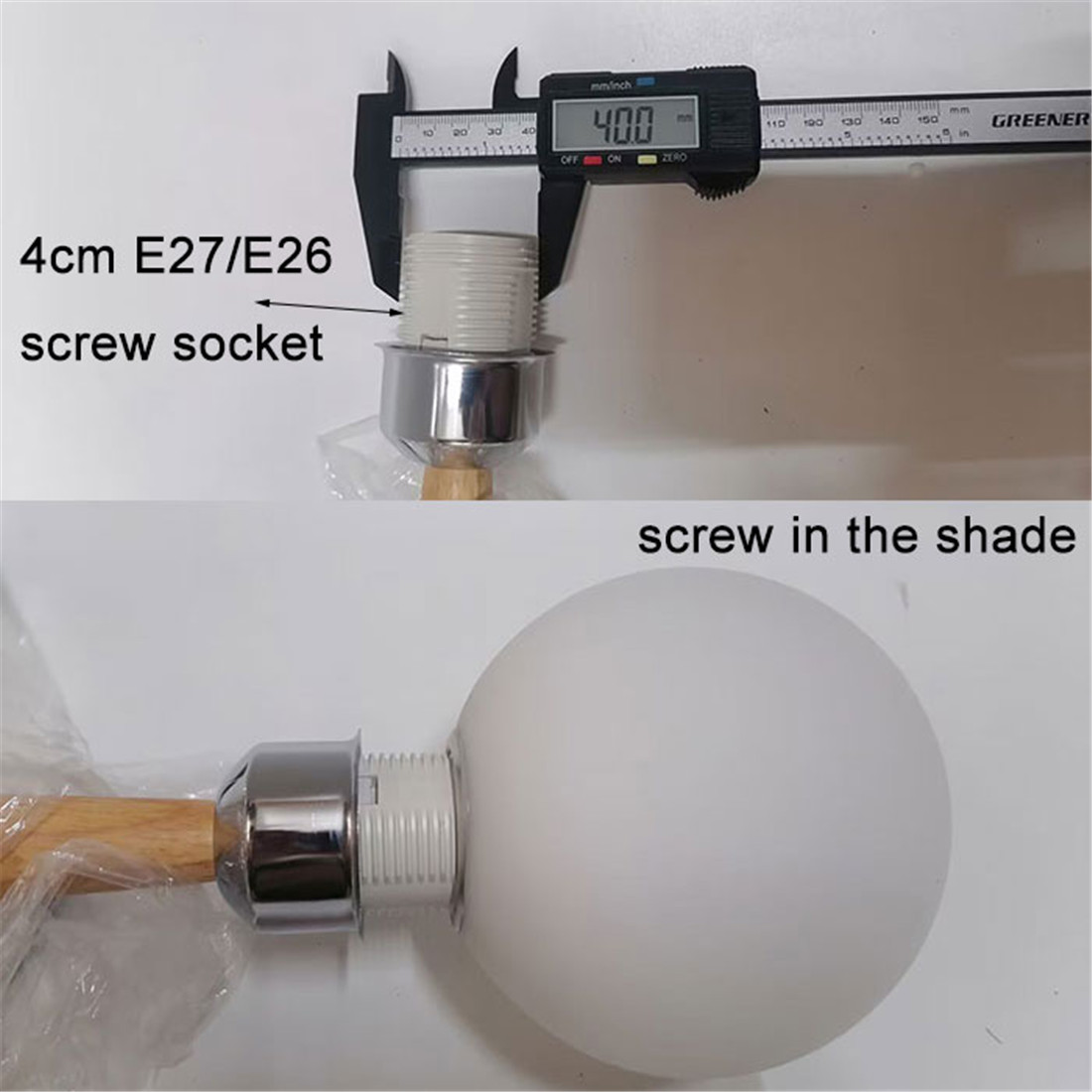40mm 27mm Threaded Hole E27 E14 Globe Glass Lamp Shade Matte White Dome Cover Replacement for Thread Socket