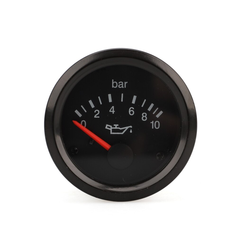 2'' 52mm Oil Pressure Gauge Mechanical 0-10 Bar Black Face Engine Fuel Press Meter