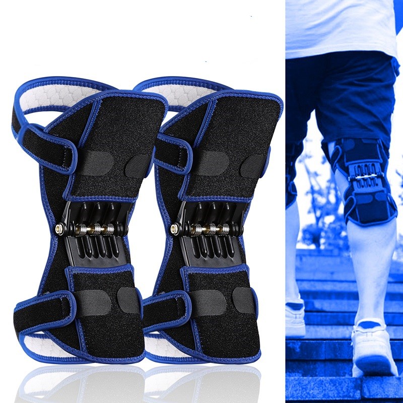 Stabilisateur genou Booster Joint soutien genouillères respirant escalade Pad soutien genouillères puissant rebond extérieur jambe protecteur: 2PCS-Blue