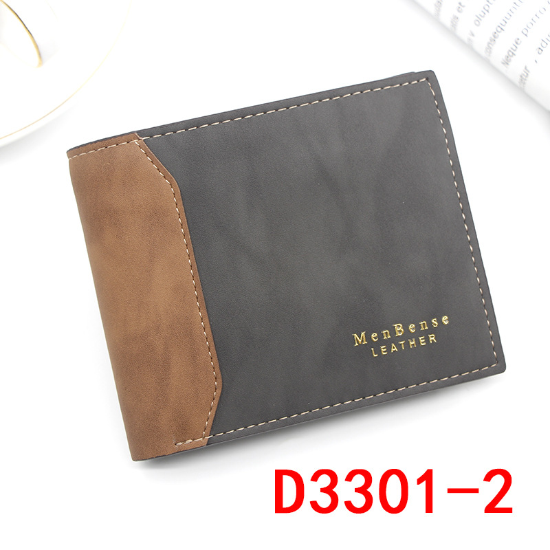 European and American Men's Wallet Short Splicing Clutch Bag Slim Wallet Large Capacity PU Wallet Wallet: Black-A