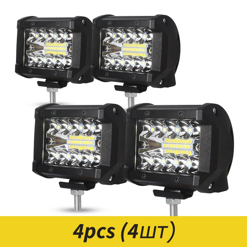 Xinfolk-Barra de luz LED para todoterreno, focos de trabajo de 12V y 24V, para camión, coche, SUV, 4WD, 4x4, barco, ATV, Barra de luces LED: 4 pcs