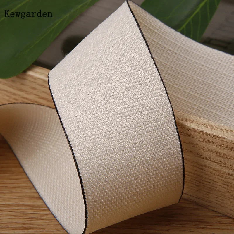 Kewgarden 40mm 1,5 "cinta de lino y algodón DIY lazos para el cabello accesorios de costura cinta hecha a mano manualidades 10 yardas: Beige