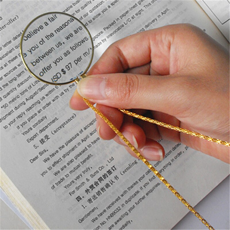 Colar monóculo decorativo com 5x lupa lupa pingente ouro prata cores corrente colar jóias para presentes femininos
