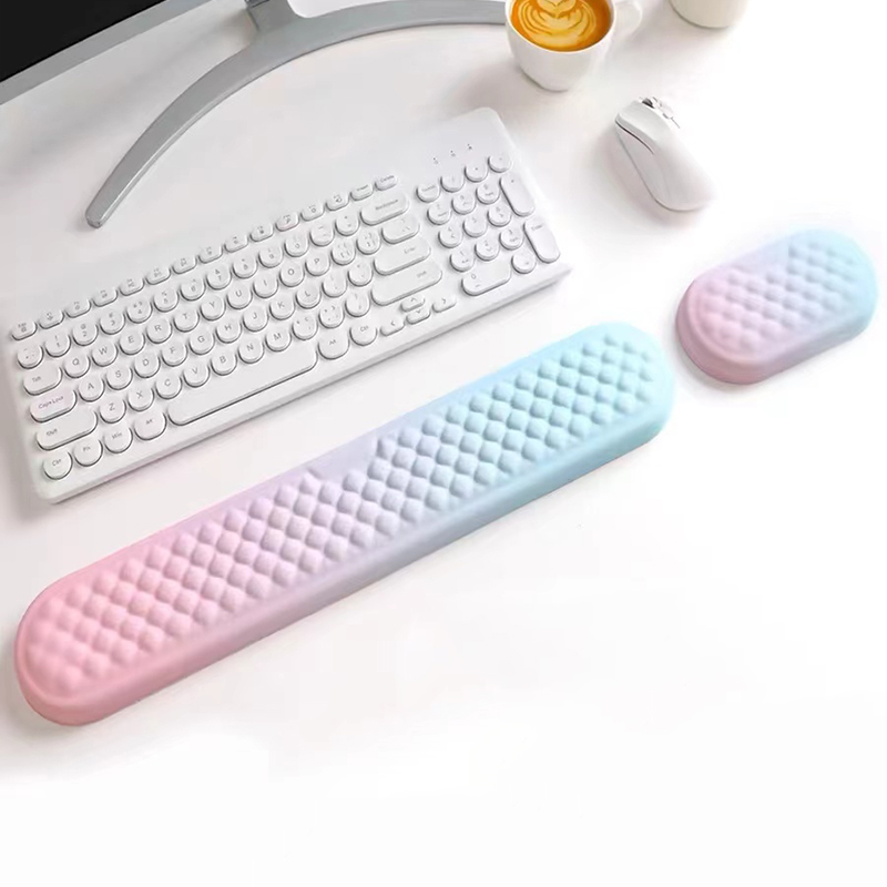 Ergonomisk håndledsstøtte til tastatur og mus, pude i memory foam, slidstærk, skridsikker, blød lycra-støtte for komfortabel skrivning