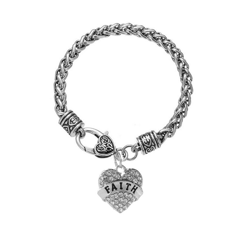Klar stein armbänder frauen vintage mom mimi nana kristall armband pop kette schwester Armband besten freund tante brief kette hoffen: faith