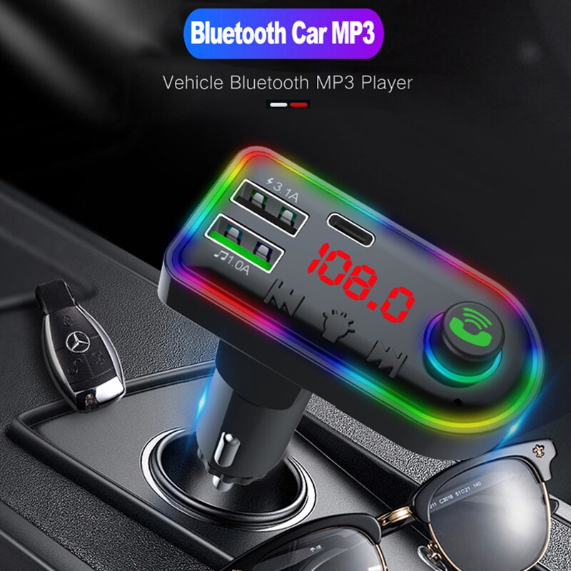 VR robot 5V 3.1A FM Transmitter Bluetooth 5.0 Car MP3 Player Wireless Handsfree Car Kit U Disk/TF Music Player with PD Charger