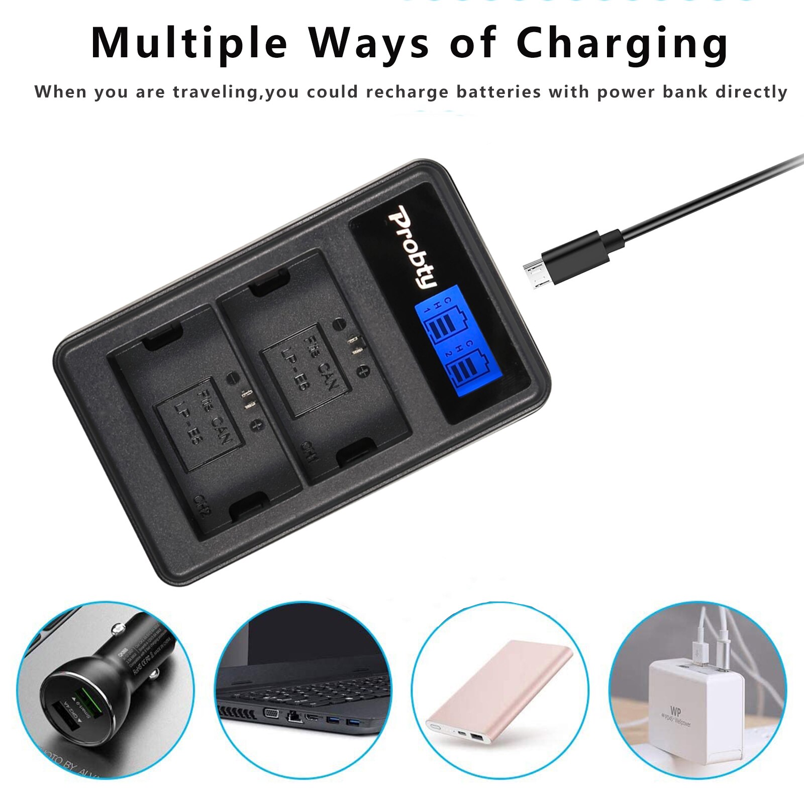 1800mAh LP-E8 LPE8 LP E8 Batterie Batterie AKKU + LCD Double Chargeur pour appareil photo Canon EOS 550D 600D 650D 700D X4 X5 X6i X7i T2i T3i