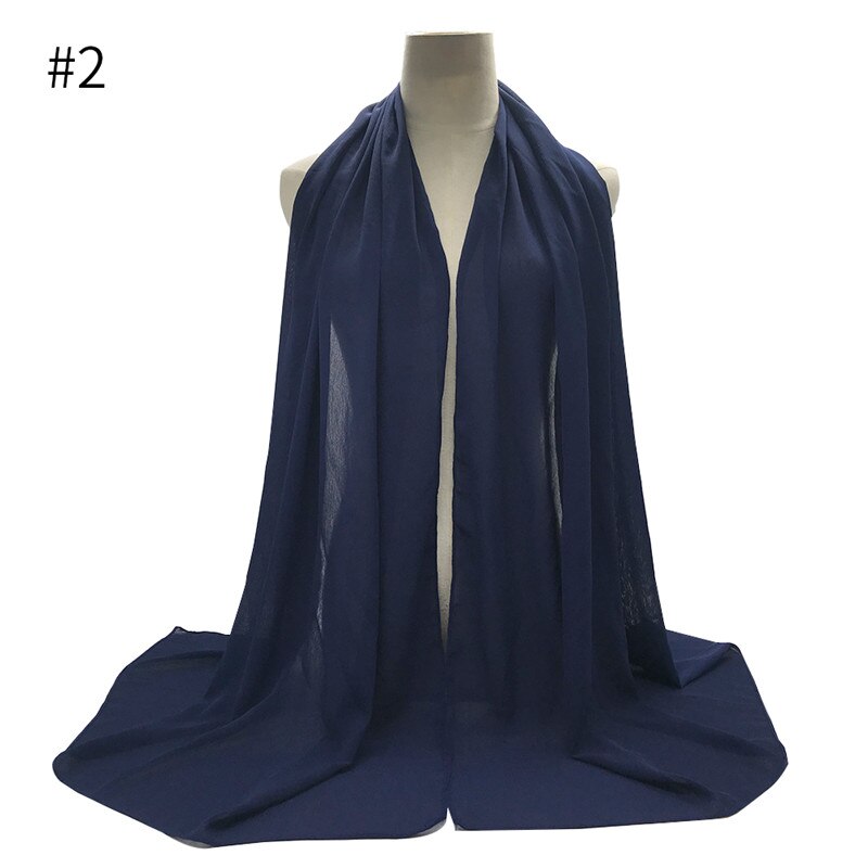 crêpe mousseline hijab écharpe magnifique solide foulards musulmans 10 pièces rides foulards de: 2