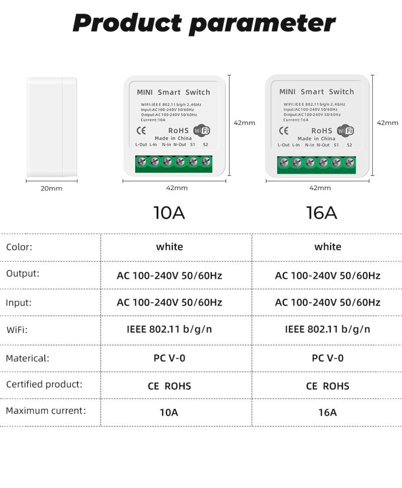 10/16A Mini Smart Wifi Diy Switch Ondersteuning 2 Manier Controle Smart Home Automation Module Werkt Met Alexa Google thuis Slimme Leven App