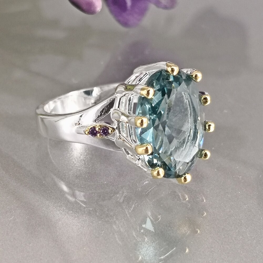 Dreamcarnival1989 novo empoeirado azul zircão solitaire anel de casamento para mulher corte delicado deslumbrante quente jóias nupcial wa11876bl