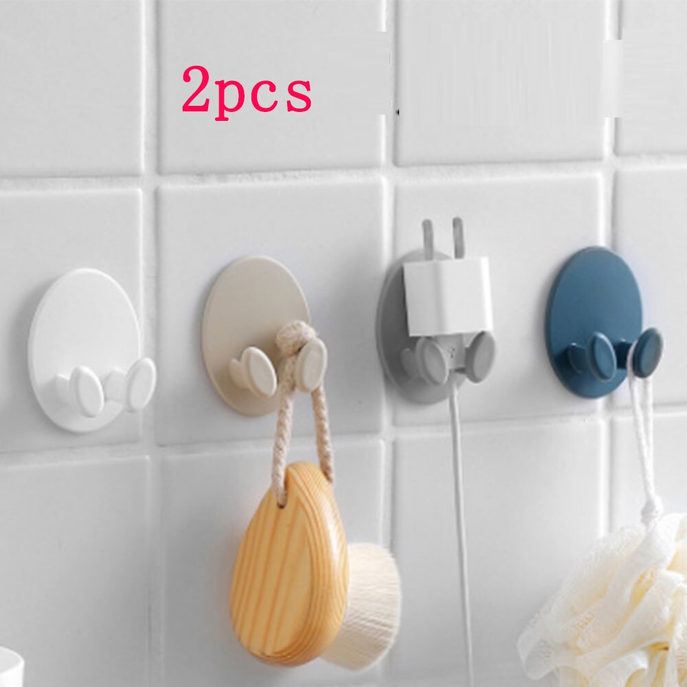 2pcs Nail-free hook hook oval socket hook power cord storage rack