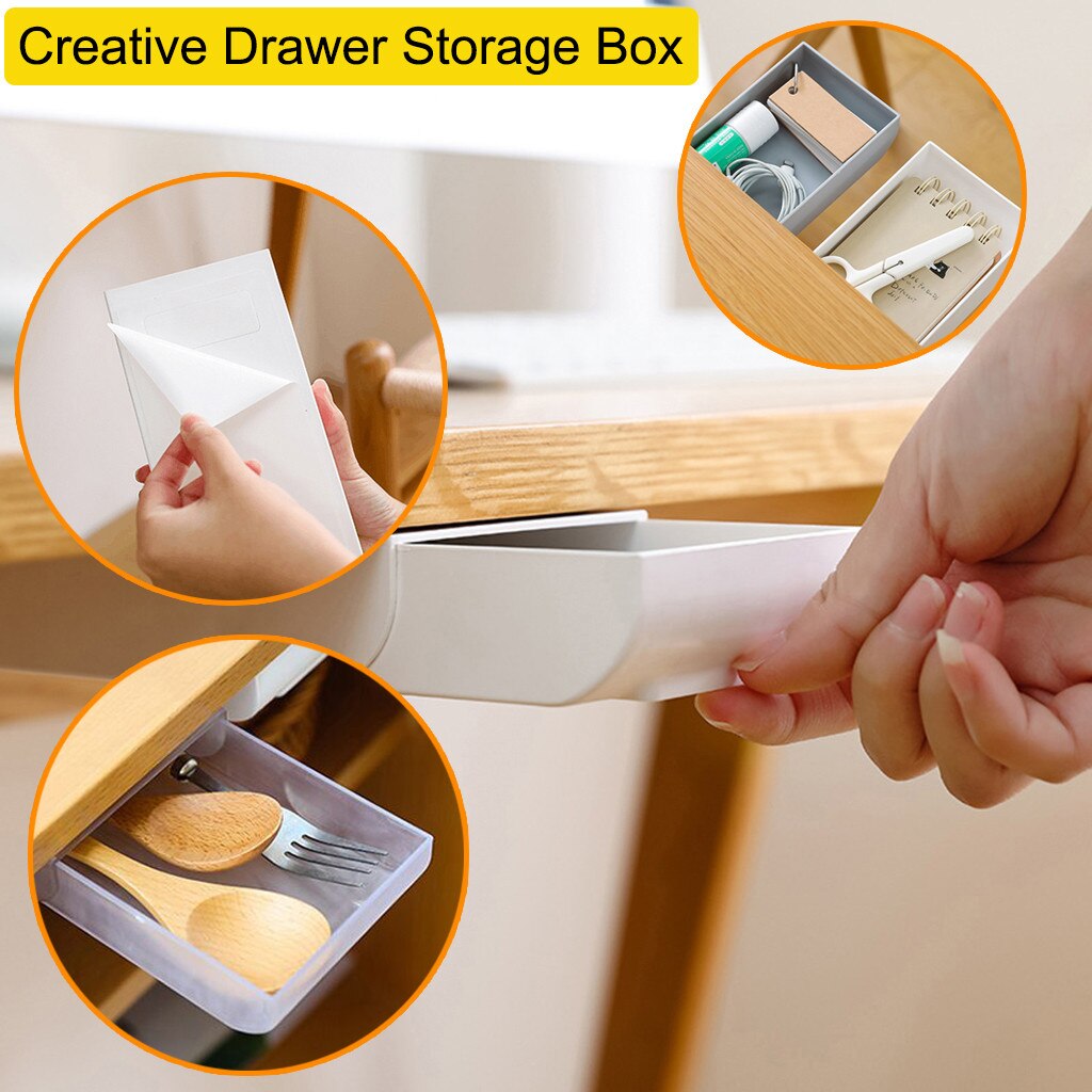 Drawer Storage Box Hidden Paste Style Office Stationery Kitchen Storage Box Case Desk Drawer Divider Stationery 20