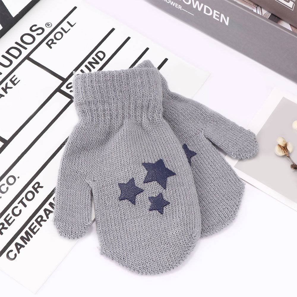 Guantes bonitos para niños, manoplas con patrón de corazón y estrella de punto, suaves y cálidos, 1 par