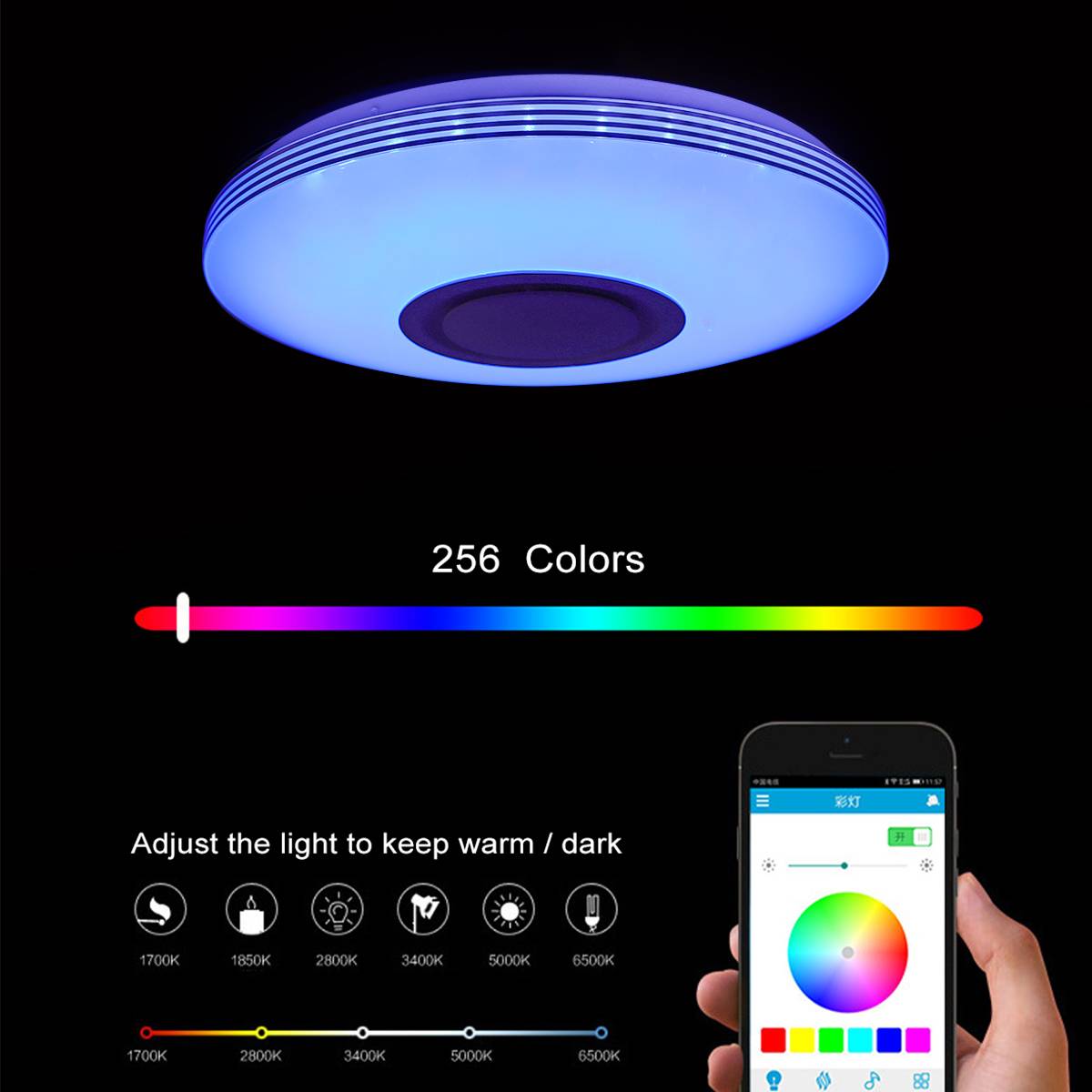 100W Wifi App Intelligente Controle Moderne Rgb Led Plafondlamp Home Verlichting Bluetooth Muziek Licht Slaapkamer Smart Plafondlamp