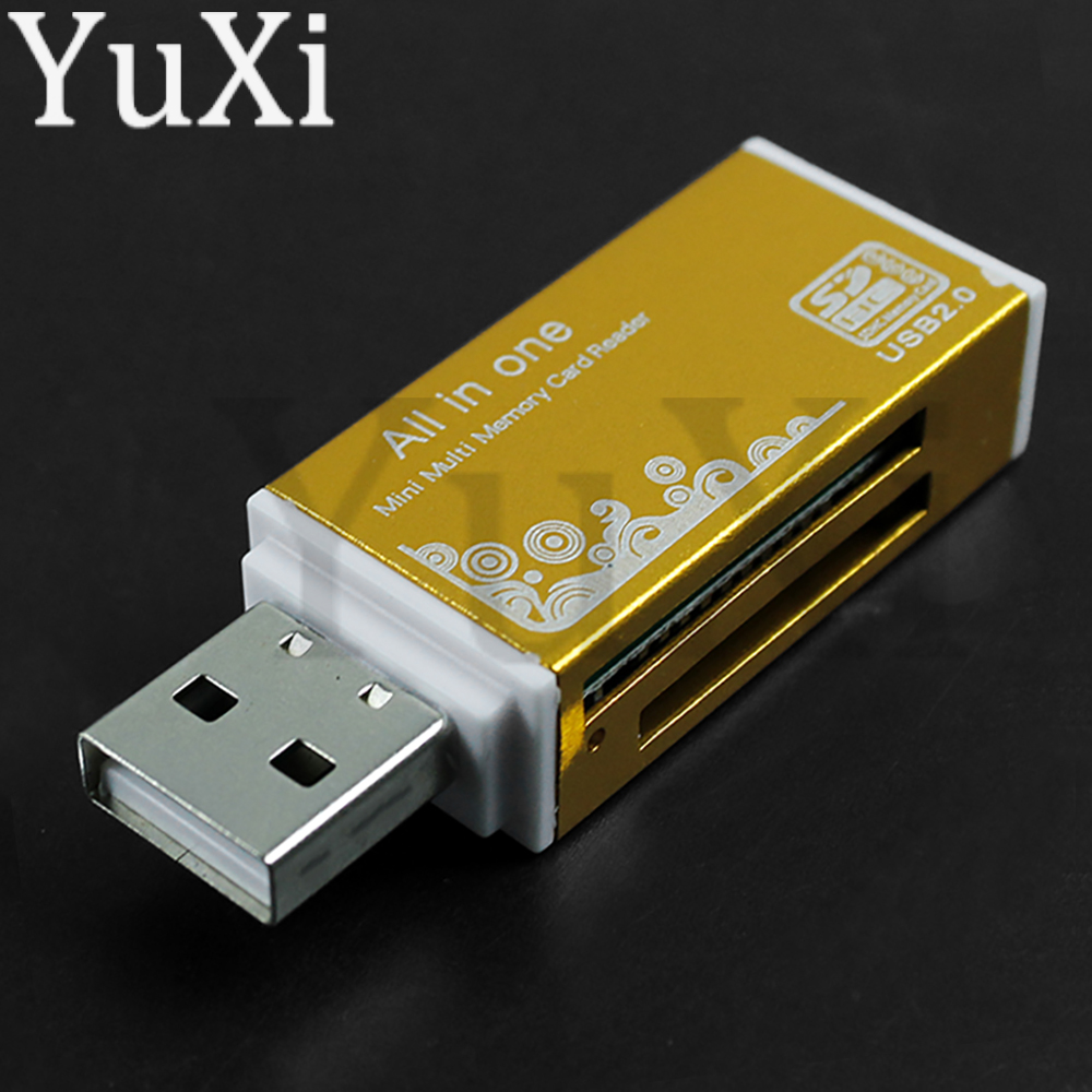 Lector de tarjetas USB 2,0, lector de tarjetas multimemoria todo en 1 para SD TF MS M2, adaptador de tarjeta SDHC, enchufe para ordenador portátil, PC de escritorio, 1 ud.: Plata