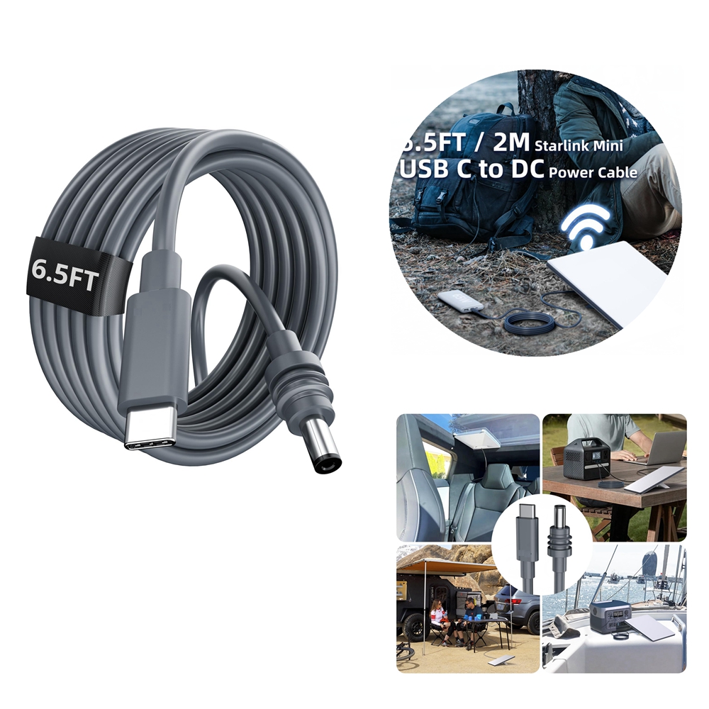 2/5/10m para starlink mini usb c para d cabo de alimentação 100w entrada tipo c para dc cabo à prova dwaterproof água sobrecarga proteção contra curto-circuito