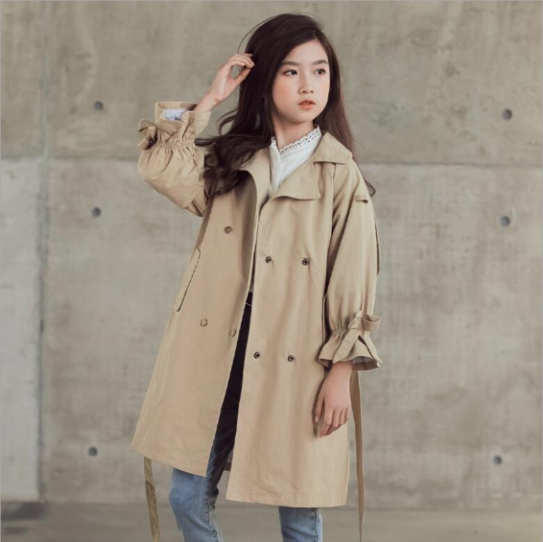 Ropa de otoño para niños nueva Casual Trench Coat High-grade niños prendas de vestir exteriores 4 6 8 10 12 años niñas chaquetas largas
