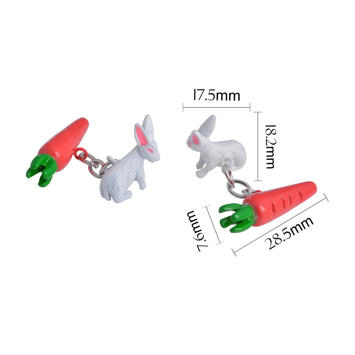 Dier Serie Manchetknopen Persoonlijkheid Leuke Wortel Wit Konijn Ketting Manchetknopen Mode Mannen Vrouwen Sieraden