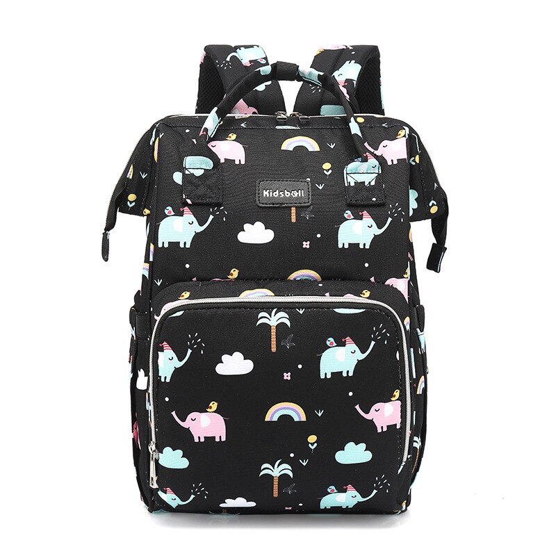 Casual Veelzijdige Schooltas Luiertas Grote Capaciteit Multi-Functionele Schooltas Reizen Zakenreis Dagelijks Leven Rugzak: Black and White with Pattern Elephant