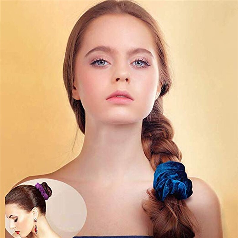 10 Teile/los Frauen Haar Zubehör Gold Samt Krawatte Bündel Styling Scrunchy Elastische Haar Band Darm Ring Bunte Kopfschmuck