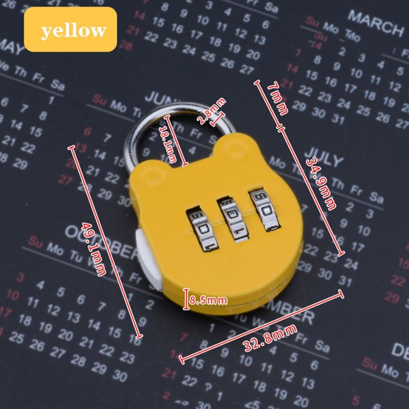 KK&amp;FING Cartoon Password Locks Small Padlock Mechanical Anti-theft Lock For Luggage Compartment Notebook Diary Bag Mini Lock: Yellow