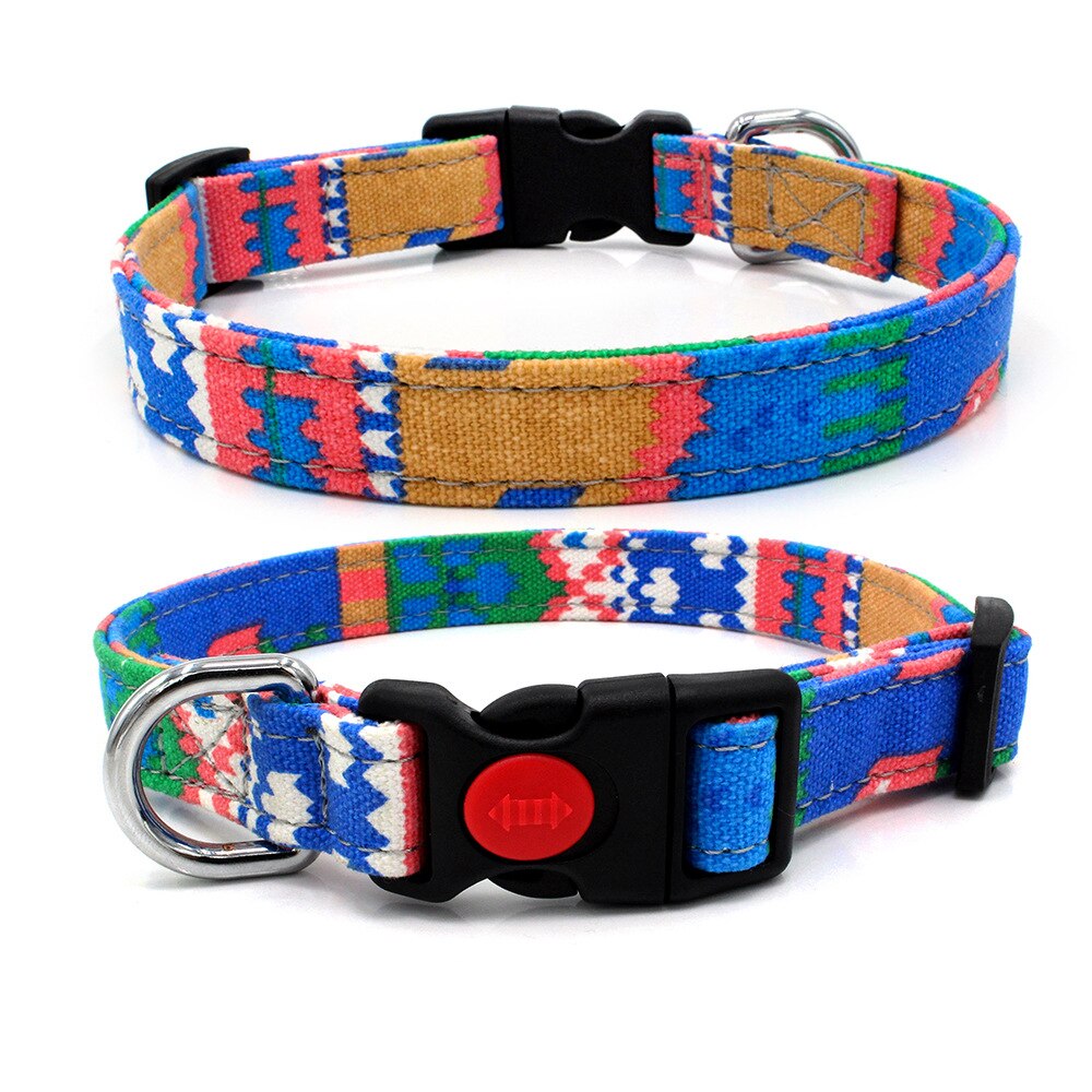 Halsband Voor Bulldog Pit Bull Verstelbare Nylon Gedrukt Halsband Met Veiligheid Gesp Kitten Kat Puppy Neck Strap Pet producten: D / M