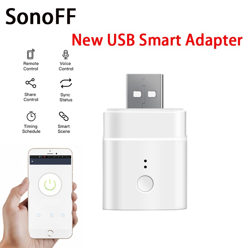 Sonoff Micro 5V Draadloze Usb Smart Adapter Flexibele En Draagbare Make Usb Apparaten Intelligente Via De Ewelink Alexa Google thuis