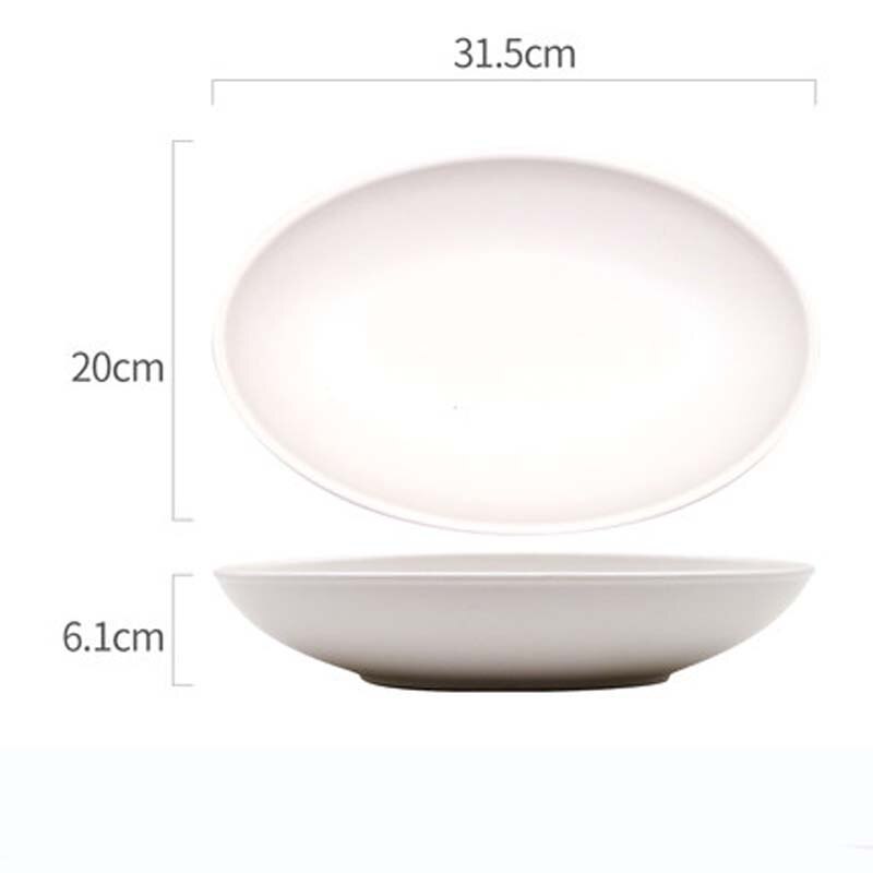 FANCITY Oval Long Fish Plate Household Steamed Fish Plate Nordic Commercial Restaurant Ceramic Japanese Large Dish Deep: 6