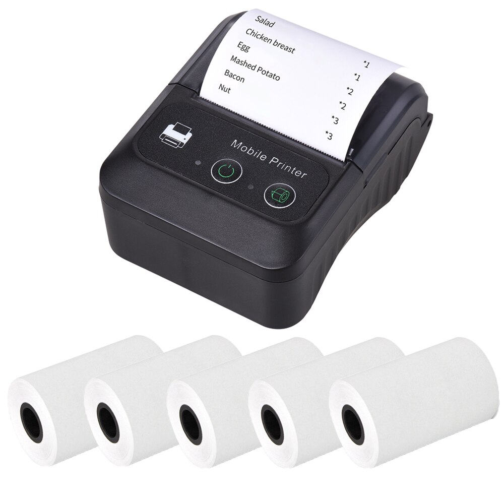 Aibecy Portable Label Maker - 58mm BT Wireless Bluetooth Thermal Printer for Shops: with 5 rolls paper