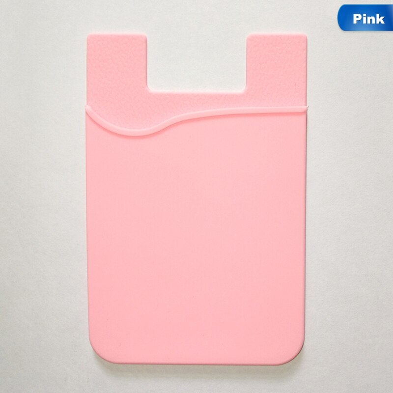 Women Men Cell Phone Card Holder sticker Bus Card Business Credit ID Card Holder Slim Case Pocket Adhesive: pink