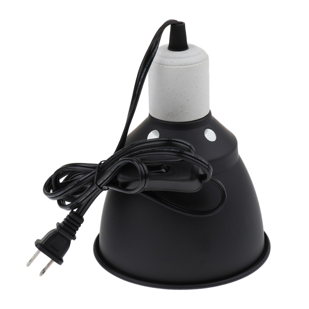 300W Metal Ceramic Heat UV UVB Lamp Light Holder Dome Shape Brooder Reptile Black E27 US Plug