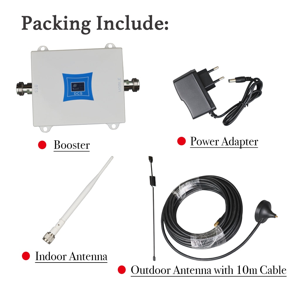 ZQTMAX 4G 1800 Cellular Signal Booster GSM 1800MHz Mobile Phone Signal Amplifier Repeater LCD Display + Antenna
