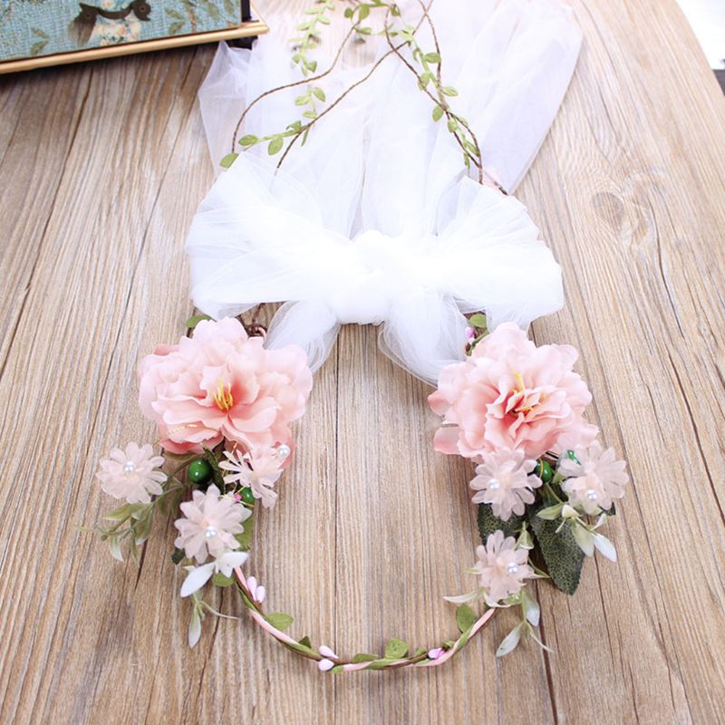 Voile de tête Rose Baroque tissé à la main, robe de mariée blanche pour femmes, couronne de cheveux