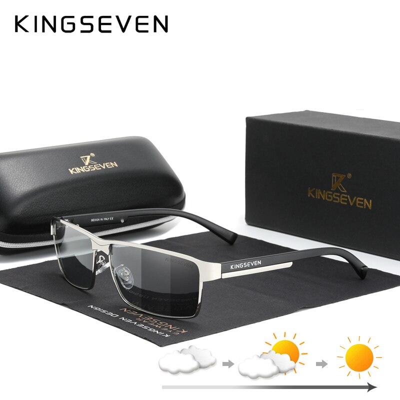 KINGSEVEN Men Polarized Photochromic Sunglasses Women Chameleon Sun Glasses UV400 Anti-glare Driving Square Eyeglasses: Photochromic