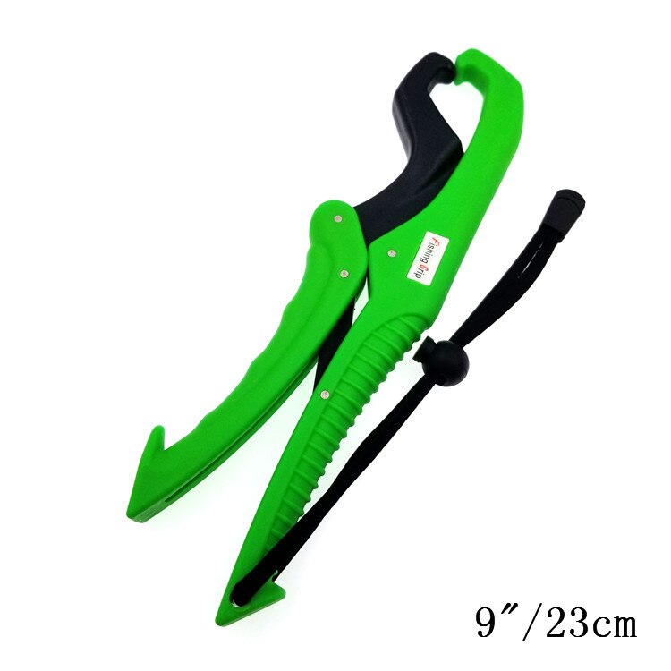 Fish Grabber Plier Controller Practical Fishing Gripper Gear Tool ABS Grip Tackle Holder Fish Clamp with Adjustable Rope: green -9inch
