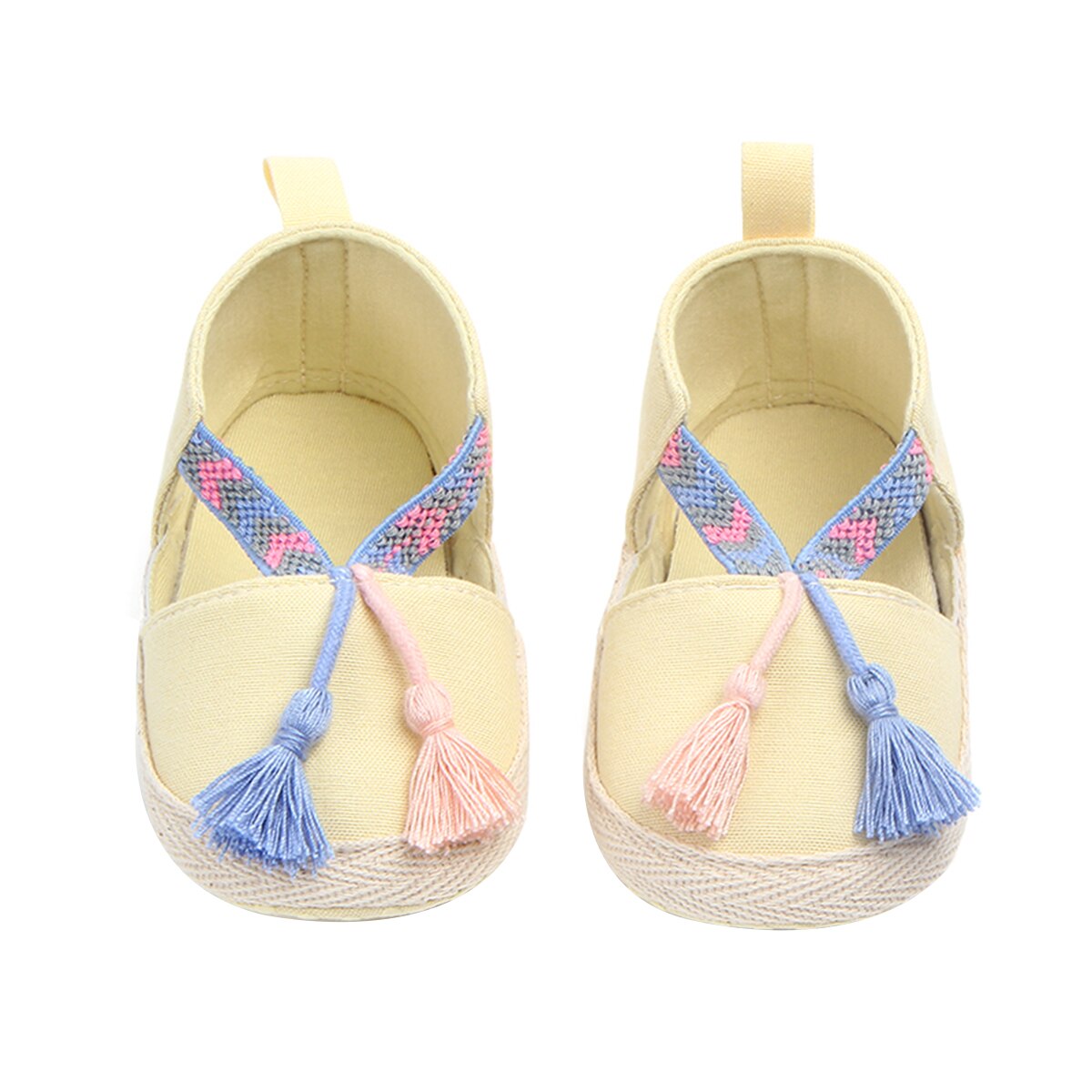 Baby baby krybbe sko bløde sål kvaster prewalker lejligheder skridsikre prinsesse kjole sko: Gul / 0-6 måneder