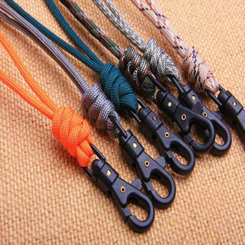 1pc håndlavede paracord lanyard nøglering til fløjter ledning nøgler id badge mobiltelefon klatring plastik klip hængende nakke reb lanyard