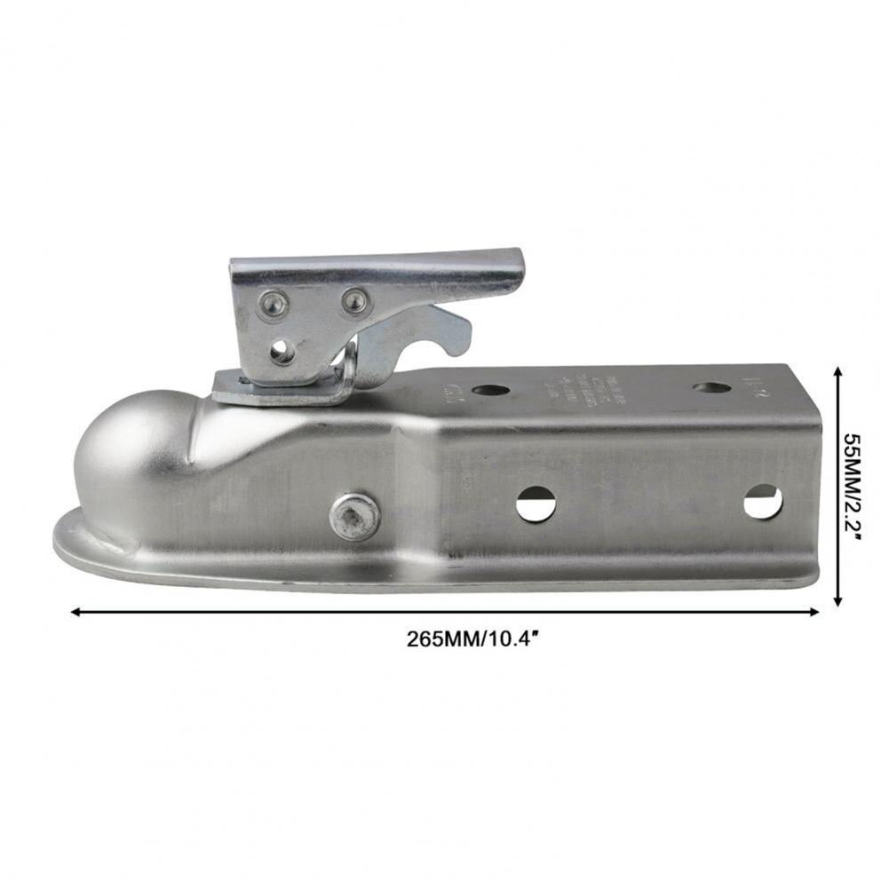 Straight Tongue Trailer Coupler Zinc-plated Quick Release Silver Carbon Steel Ball Coupler For 2 inch Ball Hitch 3500lbs