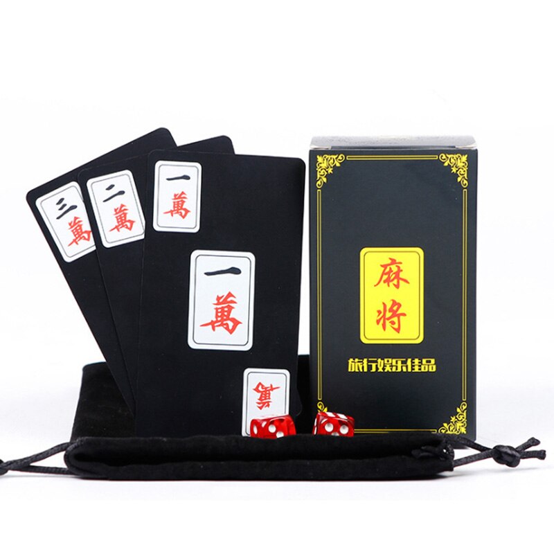 Reizen Mahjong Sturen Dobbelstenen/Tas Waterdicht Mahjong Board Game 148 Pcspvc Frosted Plastic Kaarten: 1