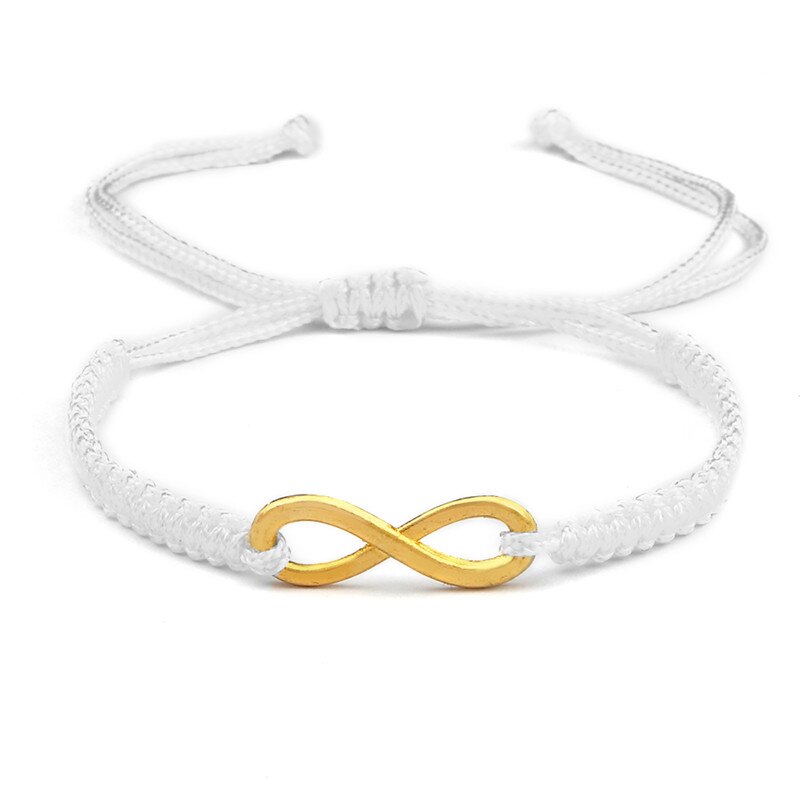 Charm Paar Armband Handgemaakte Gevlochten Touw Infinity Vriendschap Verstelbare Armbanden En Armbanden Voor Vrouwen Mannen Mode-sieraden: White-gold