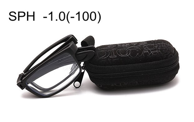 SWOKENCE SPH -1 to -4.0 Folded Prescription Glasses For Myopia Women Men Collapsed Frame Spectacles For Nearsighted Folding F120: -1.0(-100)