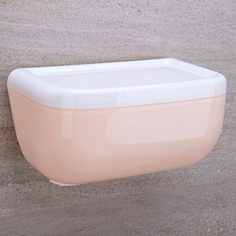 Toiletpapirholder vandtæt papirholder væghængt vævsholder vævsdispenser multifunktionel opbevaringsboks: Lyserød