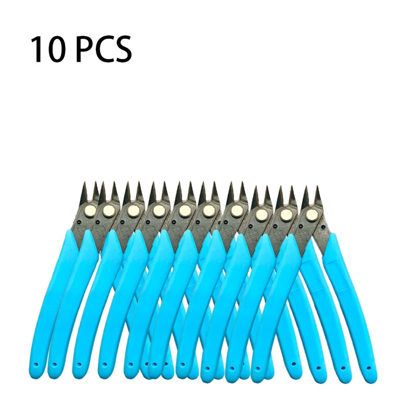 Pliers Wire Cutters DIY Diagonal Pliers Plato Multitool Electrical Wire Cable Cutters Insulating Rubber Handle Hand Tools: Light blue 10 Pcs