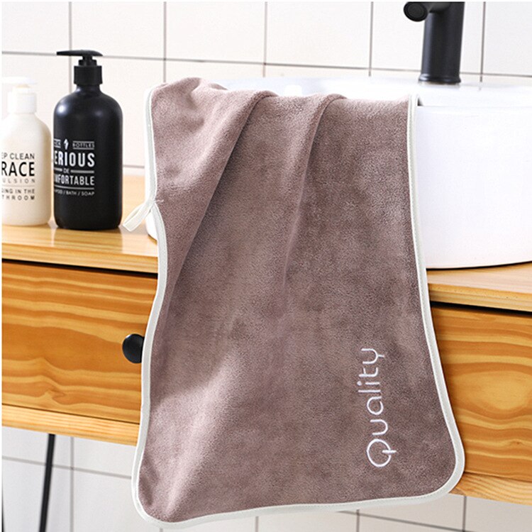 Fabriek direct ultra-fijne effen fiber volwassen zachte absorberende handdoek reiniging handdoek borduren brief gezicht handdoek: Bruin