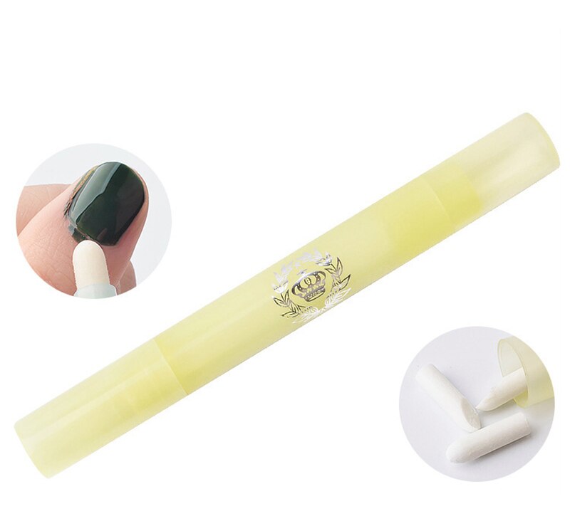4 farver gel neglelakfjerner blyant med 3 spids lak fjern pen polish korrektor penne rengøring viskelæder uv manicure værktøj: Gul