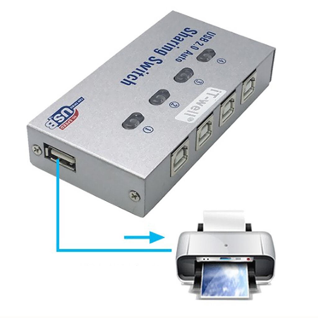 Commutateur de partage automatique USB KVM adaptateur de commutation boîte 4 ordinateur partager 1 Hub de périphérique USB pour Scanner d'imprimante